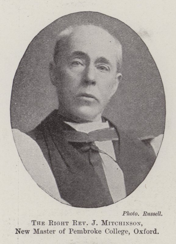 Den høyre pastor J Mitchinson, ny mester ved Pembroke College, Oxford av English Photographer