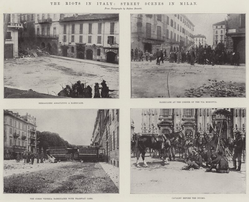 Opptøyene i Italia, Gatescener i Milano av English Photographer