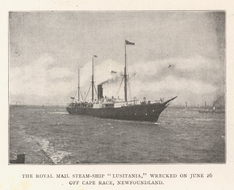 Royal Mail Steamship Lusitania, vraket 26. juni utenfor Cape Race, Newfoundland av English Photographer