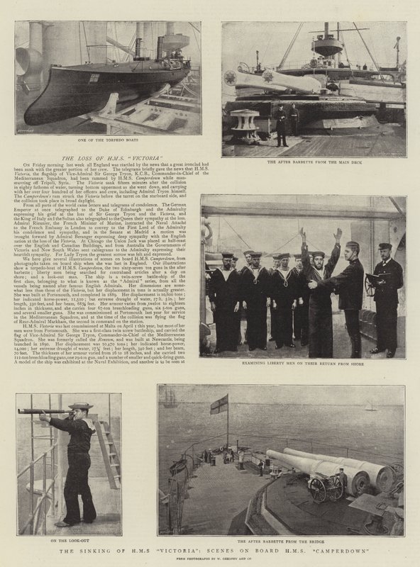 The Senking of HMS Victoria, Scenes on Board HMS Camperdown av English Photographer
