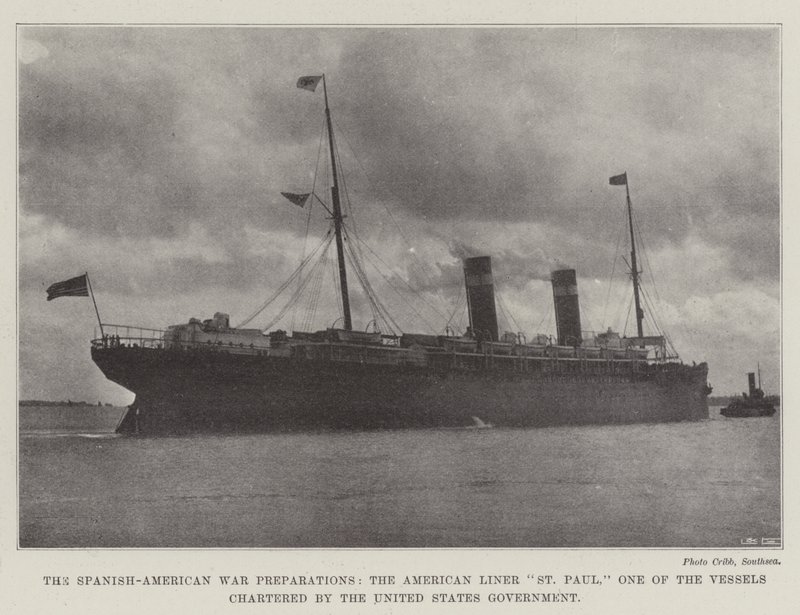 De spansk-amerikanske krigsforberedelsene, American Liner St Paul, et av fartøyene chartret av USAs regjering av English Photographer