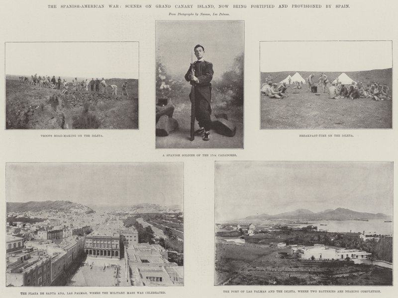 Den spansk-amerikanske krigen, scener på Grand Canary Island, blir nå befestet og forsynt av Spania av English Photographer