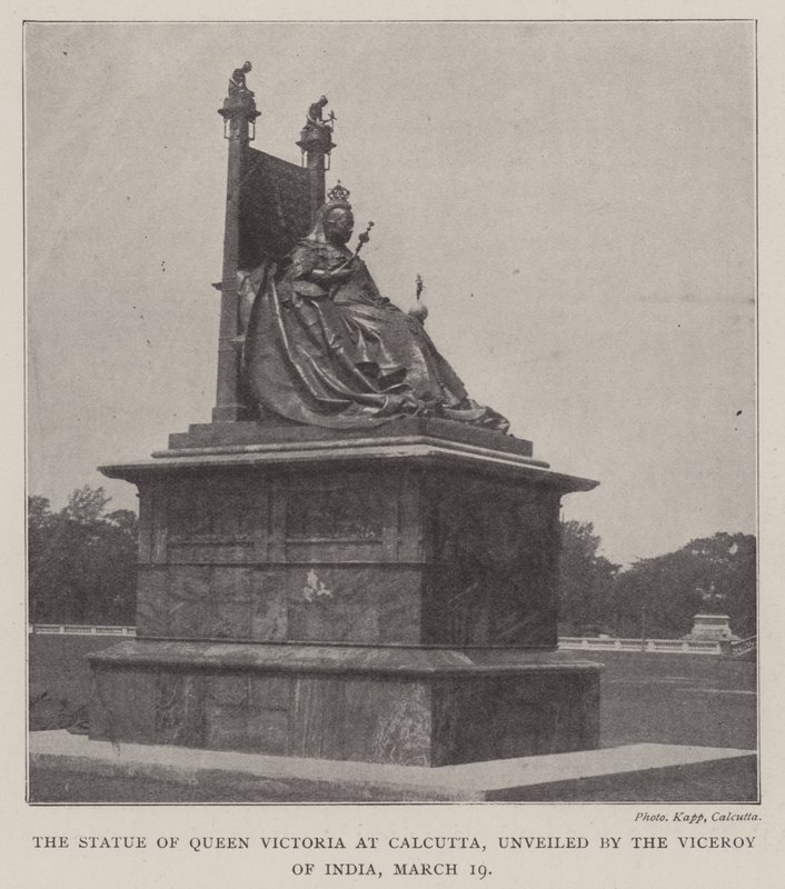 Statuen av dronning Victoria i Calcutta, avduket av visekongen i India, 19. mars av English Photographer