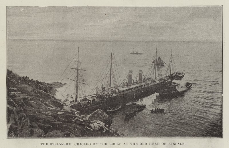 Steam-Ship Chicago on the Rocks ved Old Head of Kinsale av English Photographer