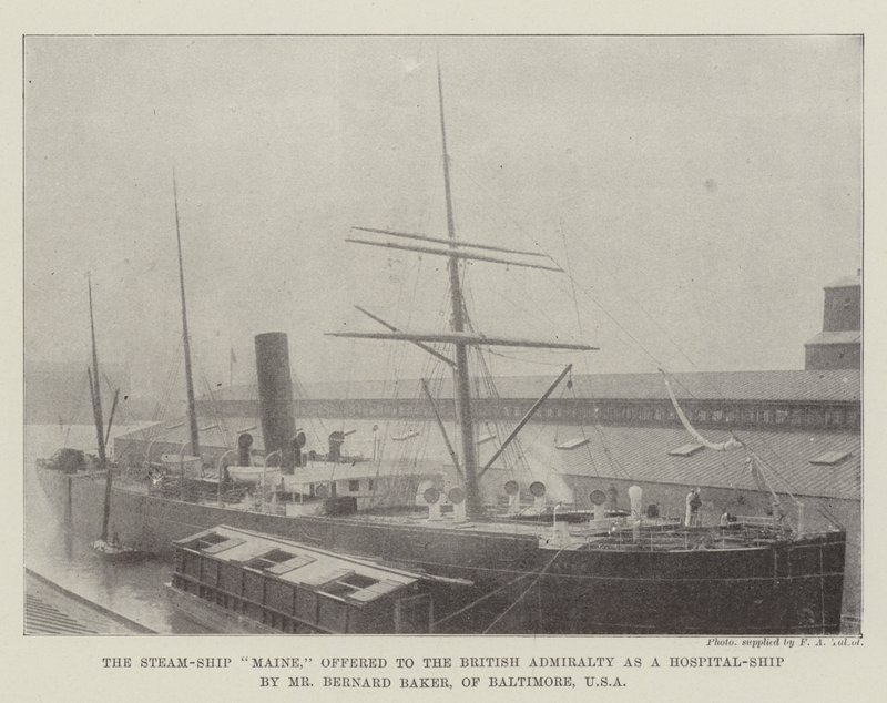 Steam-Ship Maine, tilbudt til det britiske admiralitetet som et sykehus-skip av Mr Bernard Baker, fra Baltimore, USA av English Photographer