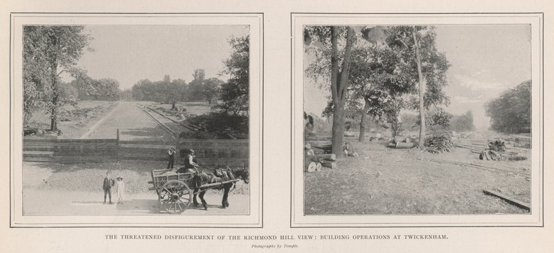 The Threatened Disfigurement of the Richmond Hill View, Building Operations at Twickenham av English Photographer