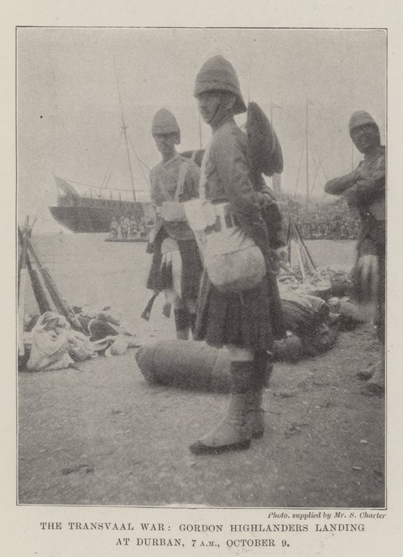 Transvaal-krigen, Gordon Highlanders lander i Durban, 07.00, 9. oktober av English Photographer