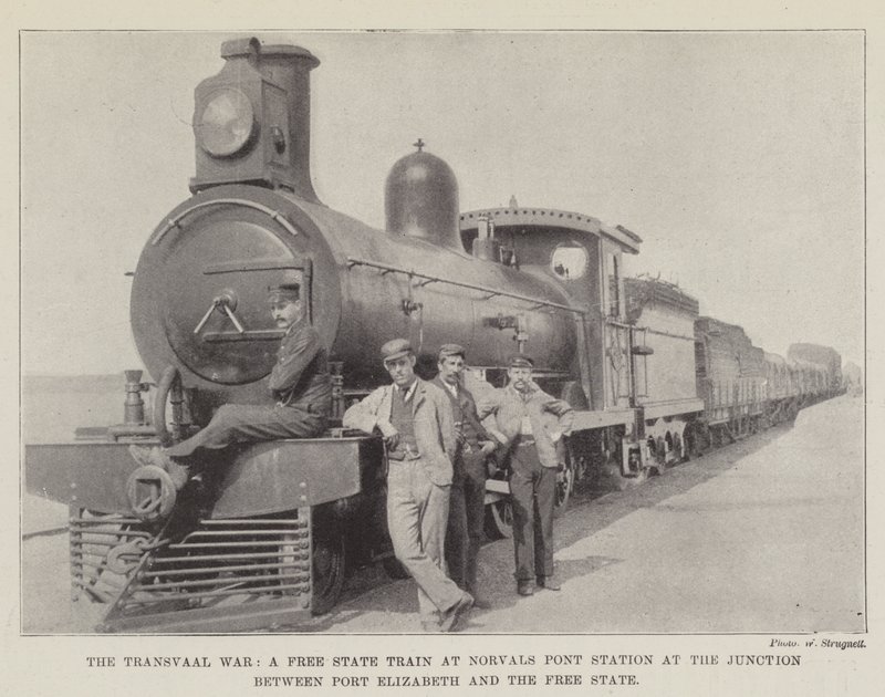Transvaal-krigen, et fristatstog ved Norvals Pont Station i krysset mellom Port Elizabeth og Free State av English Photographer