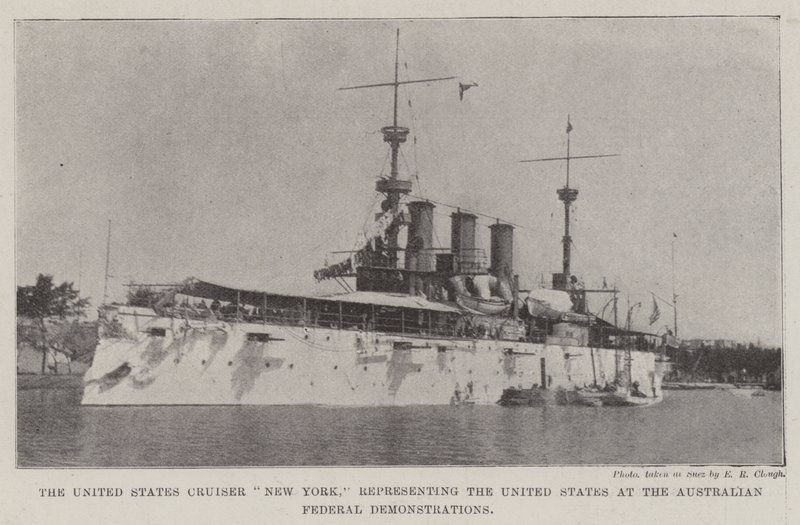 United States Cruiser New York, som representerer USA ved de australske føderale demonstrasjonene av English Photographer