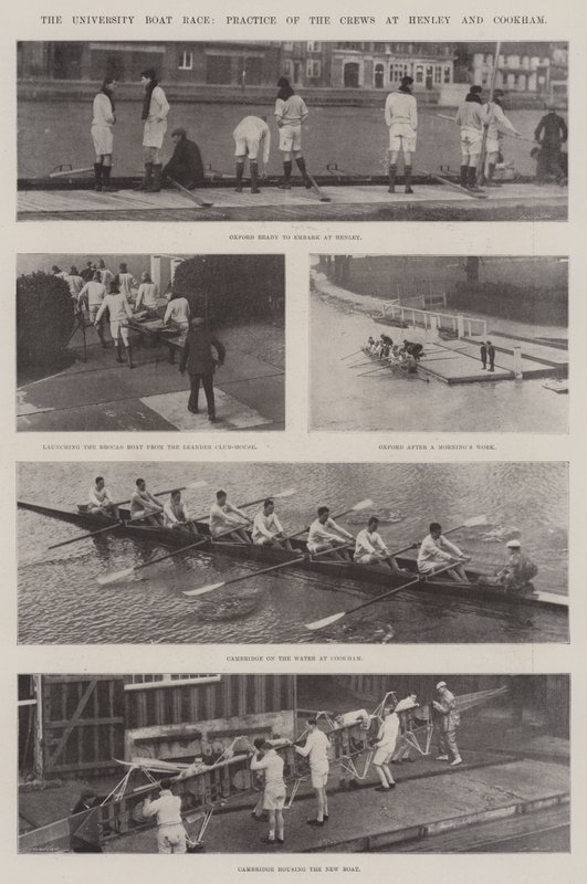 University Boat Race, øvelse for mannskapene i Henley og Cookham av English Photographer