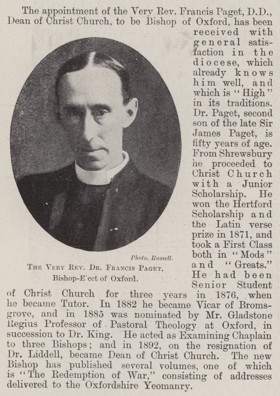 Den svært pastor Dr Francis Paget, utvalgte biskop av Oxford av English Photographer