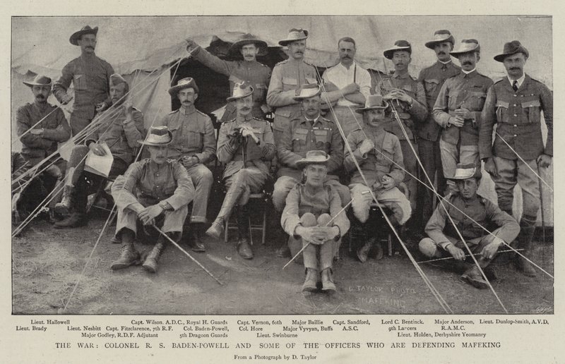 The War, oberst RS Baden-Powell og noen av offiserene som forsvarer Mafeking av English Photographer