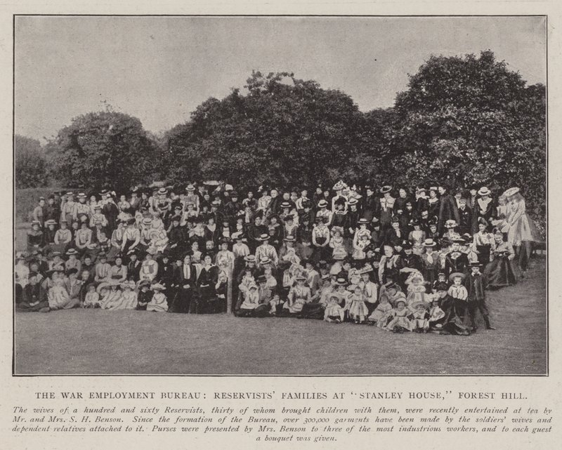 War Employment Bureau, reservistfamilier ved Stanley House, Forest Hill av English Photographer