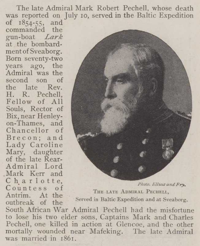 Avdøde admiral Pechell, tjenestegjorde i Baltic Expedition og på Sveaborg av English Photographer