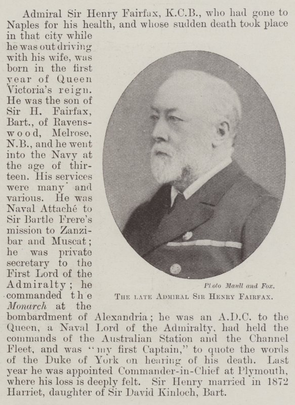 Avdøde admiral Sir Henry Fairfax av English Photographer
