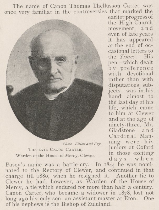 Den avdøde Canon Carter, Warden of the House of Mercy, Clewer av English Photographer
