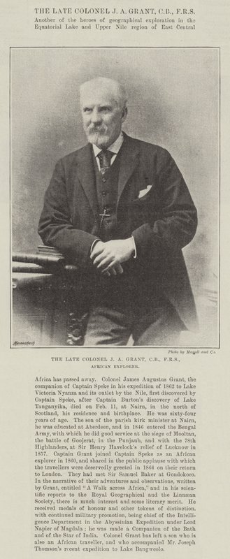 Avdøde oberst J A Grant, CB, FRS, African Explorer av English Photographer