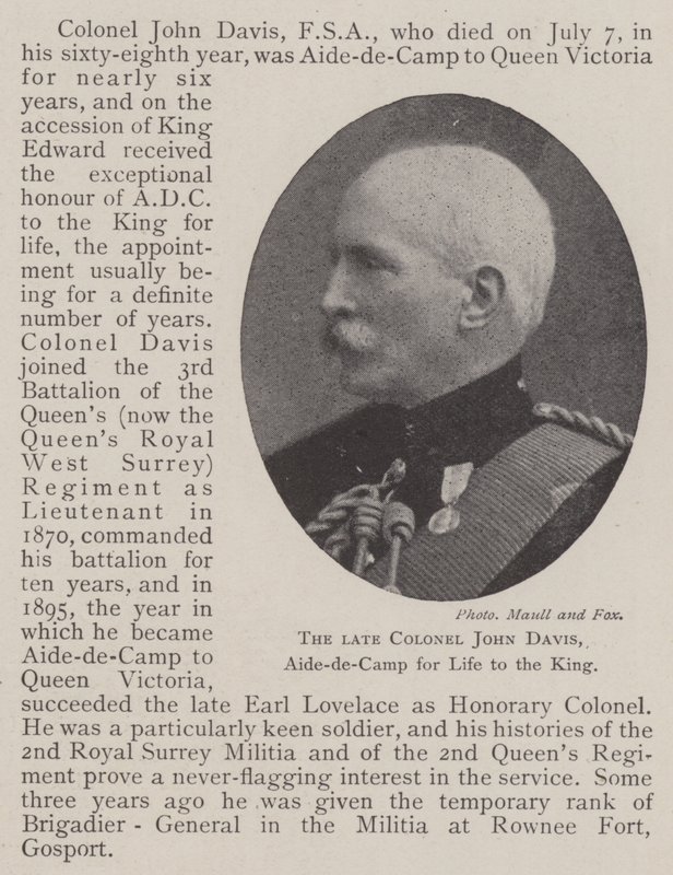 Avdøde oberst John Davis, Aide-de-Camp for Life to the King av English Photographer