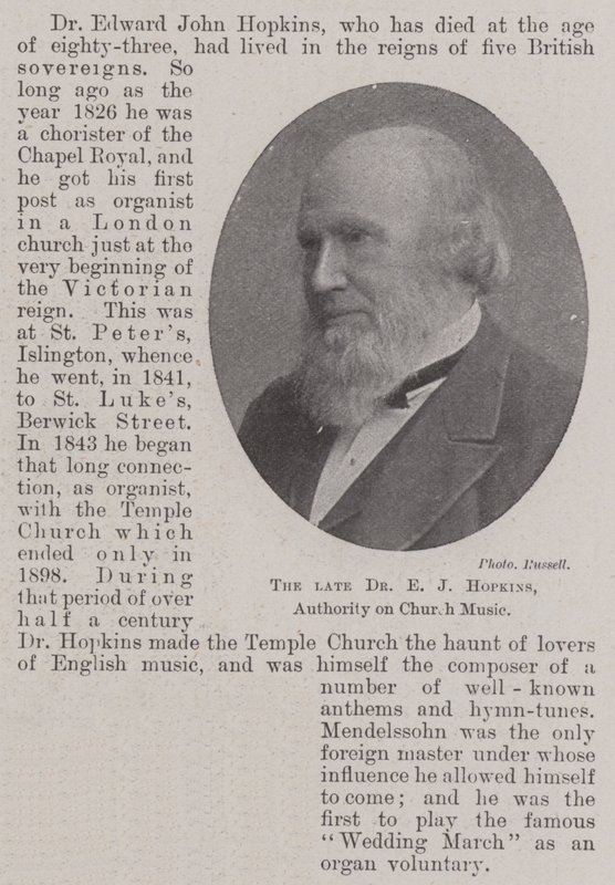 Avdøde Dr E J Hopkins, Authority on Church Music av English Photographer