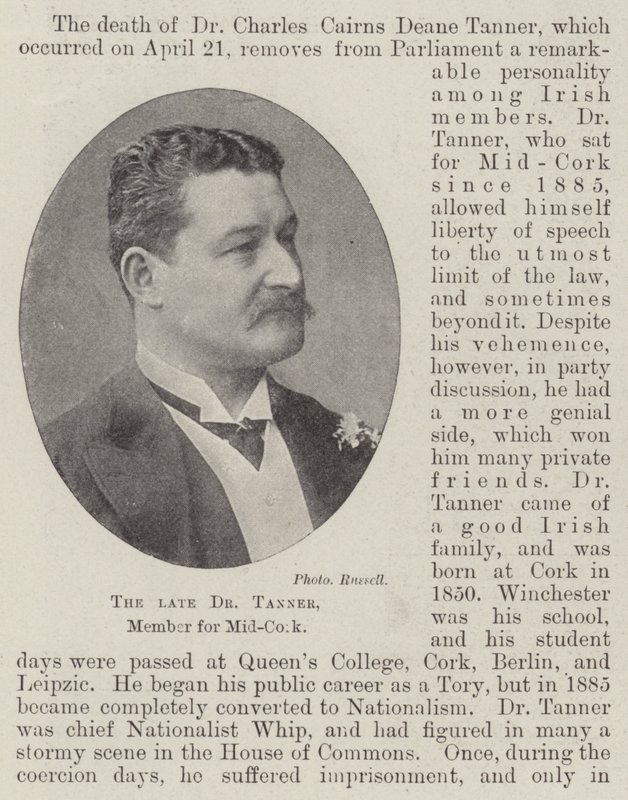 Avdøde Dr Tanner, medlem for Mid-Cork av English Photographer