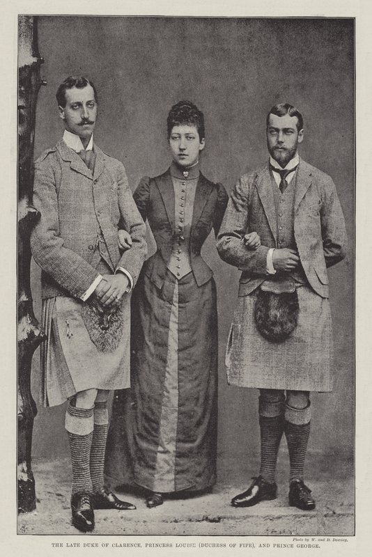 Den avdøde hertugen av Clarence, prinsesse Louise (hertuginne av Fife) og prins George av English Photographer