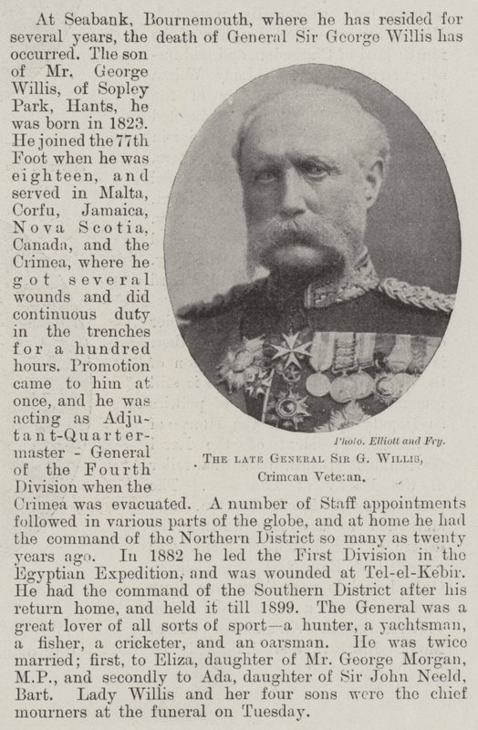 Avdøde general Sir G Willis, Krim-veteran av English Photographer