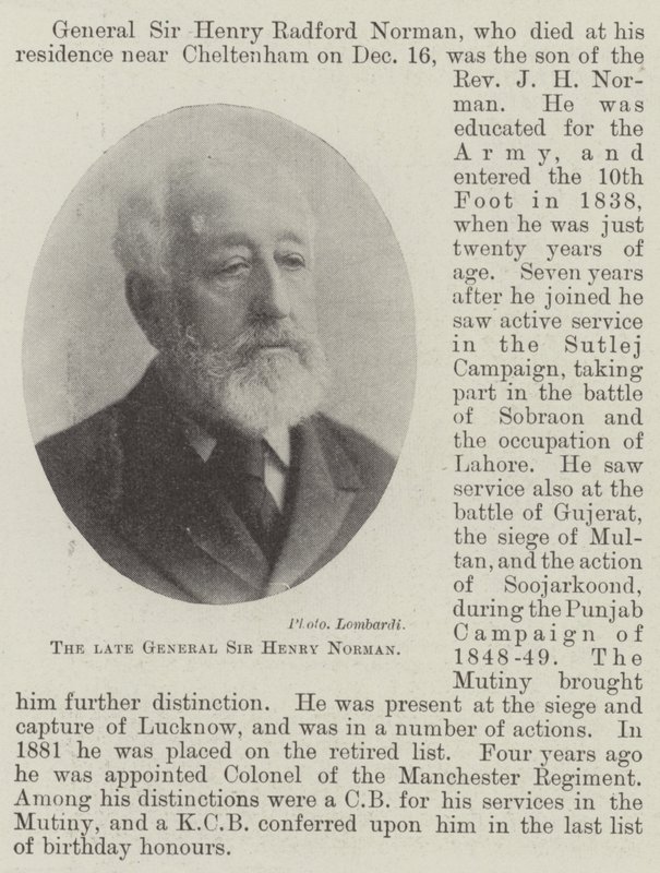 Avdøde general Sir Henry Norman av English Photographer