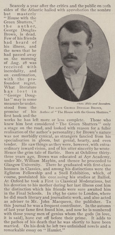 Avdøde George Douglas Brown, forfatter av The House with the Green Shutters av English Photographer