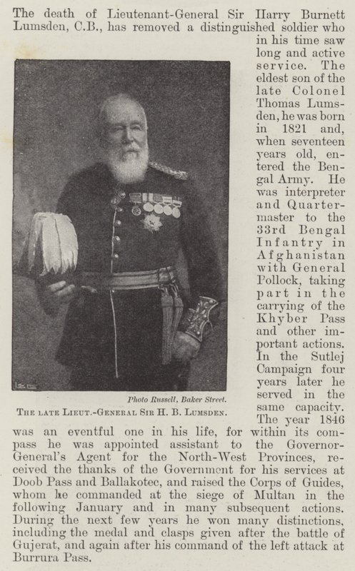 Avdøde generalløytnant Sir H B Lumsden av English Photographer