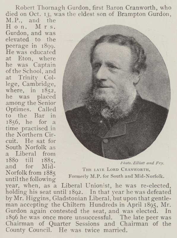 Avdøde Lord Cranworth, tidligere MP for Sør- og Midt-Norfolk av English Photographer