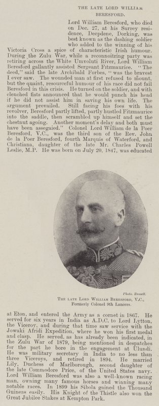 Avdøde Lord William Beresford, VC, tidligere oberst 9th Lancers av English Photographer