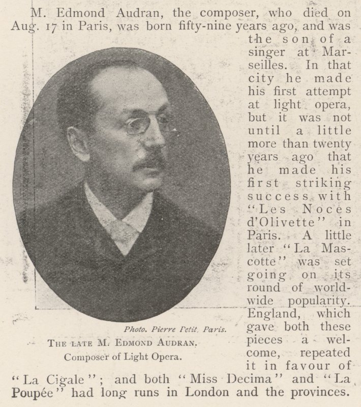 Avdøde M Edmond Audran, komponist av Light Opera av English Photographer