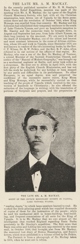 Avdøde Mr A M Mackay, agent for Kirkens misjonsselskap i Uganda, Victoria-sjøen Nyanza av English Photographer