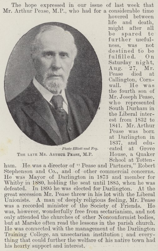Avdøde Mr Arthur Pease, MP av English Photographer