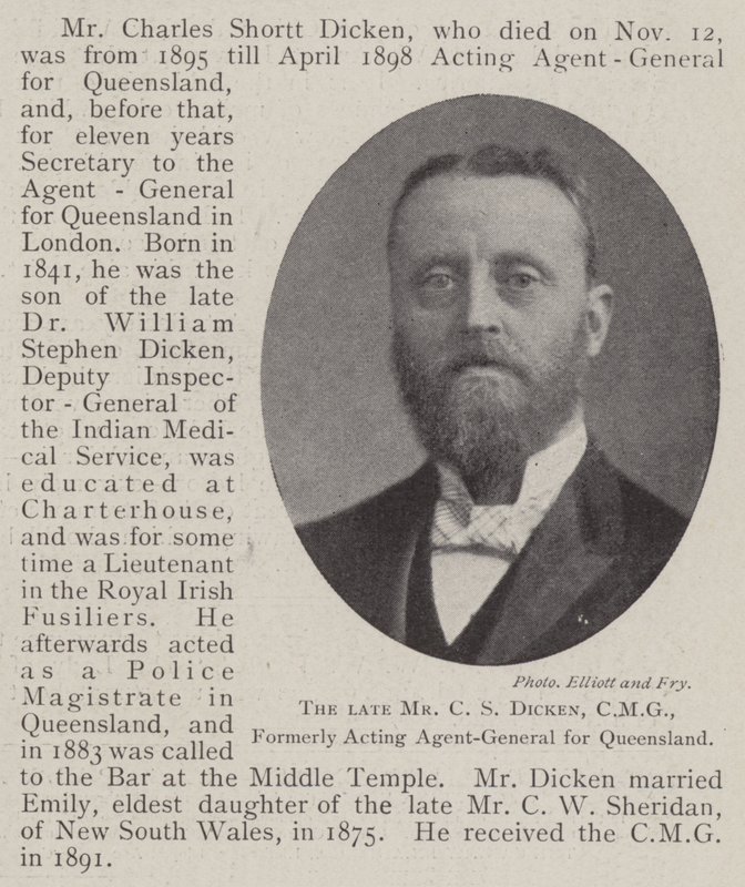 Avdøde Mr C S Dicken, CMG, tidligere fungerende generalagent for Queensland av English Photographer