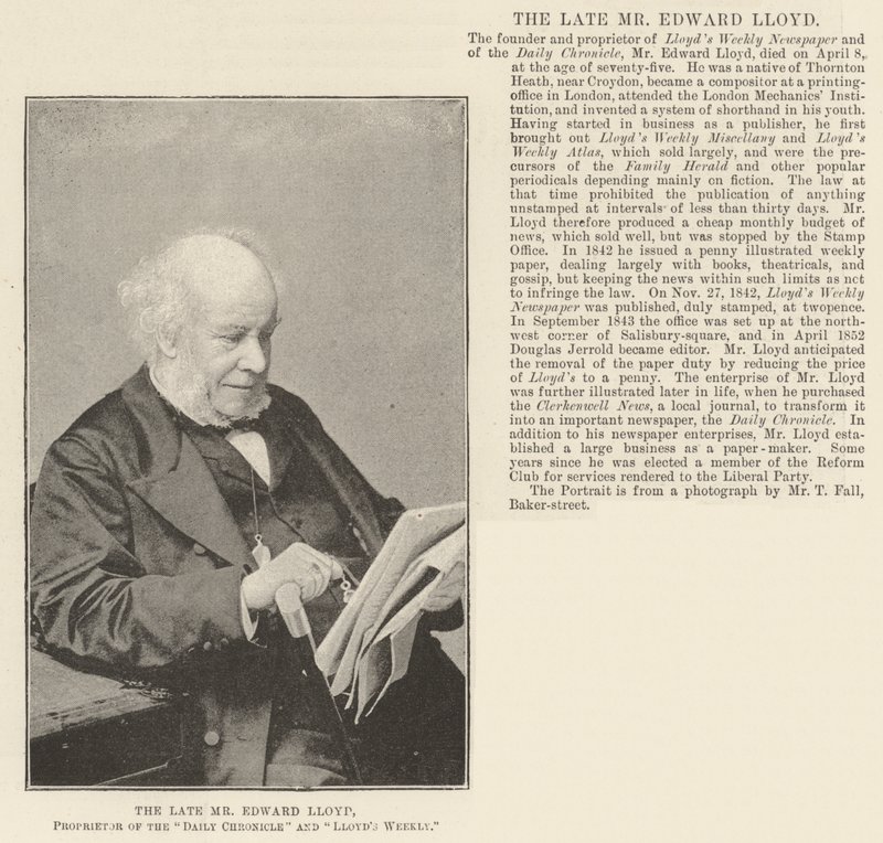 Avdøde Edward Lloyd, innehaver av Daily Chronicle og Lloyds Weekly av English Photographer