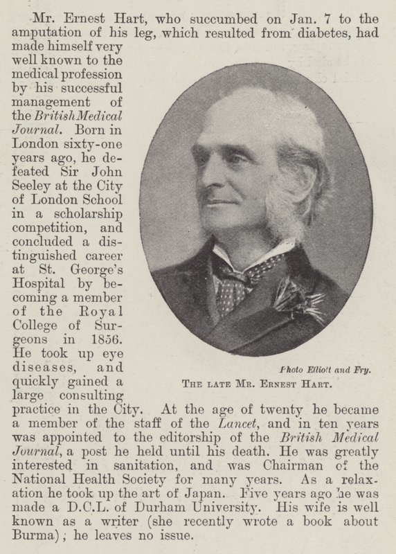 Avdøde herr Ernest Hart av English Photographer
