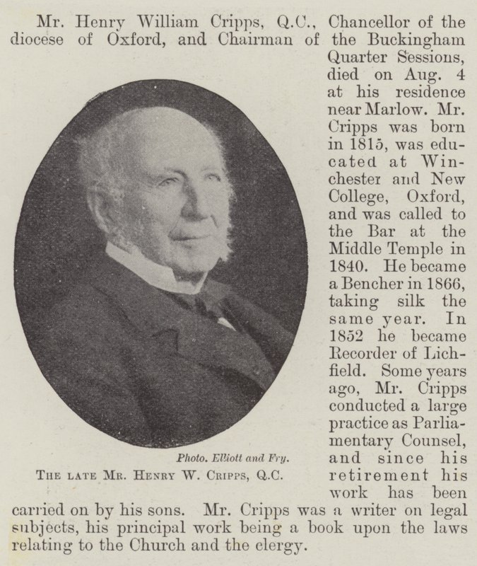 Avdøde Mr Henry W Cripps, QC av English Photographer