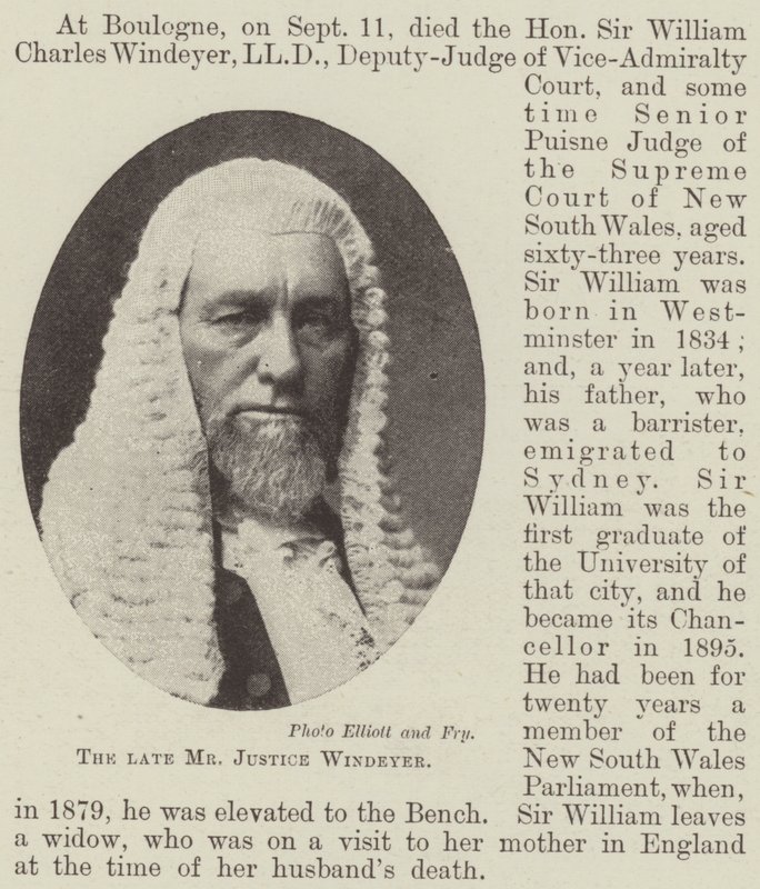 Avdøde herr Justice Windeyer av English Photographer