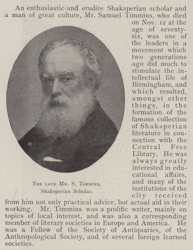 Avdøde Mr S Timmins, Shakspearian Scholar av English Photographer
