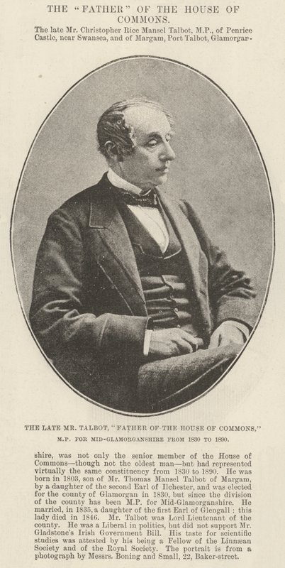 Avdøde herr Talbot, far til Underhuset, MP for Mid-Glamorganshire fra 1830 til 1890 av English Photographer
