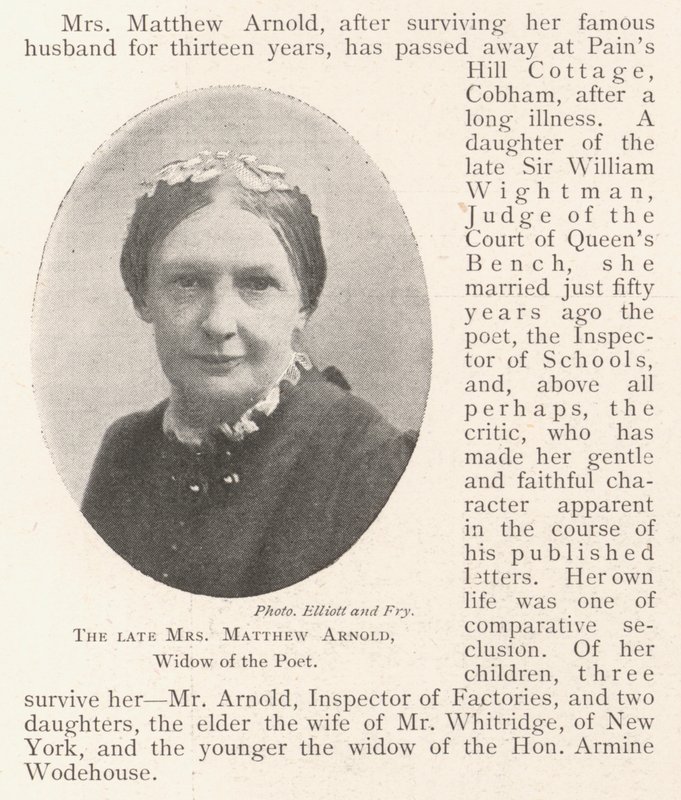 Avdøde fru Matthew Arnold, poetens enke av English Photographer