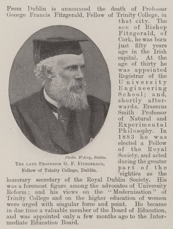 Avdøde professor GF Fitzgerald, stipendiat ved Trinity College, Dublin av English Photographer