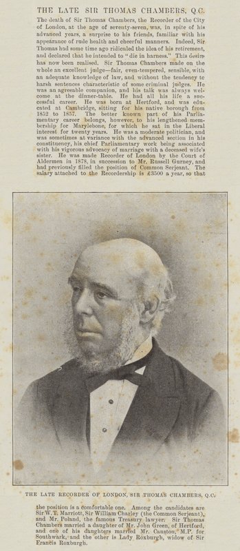 Den avdøde Recorder of London, Sir Thomas Chambers, QC av English Photographer