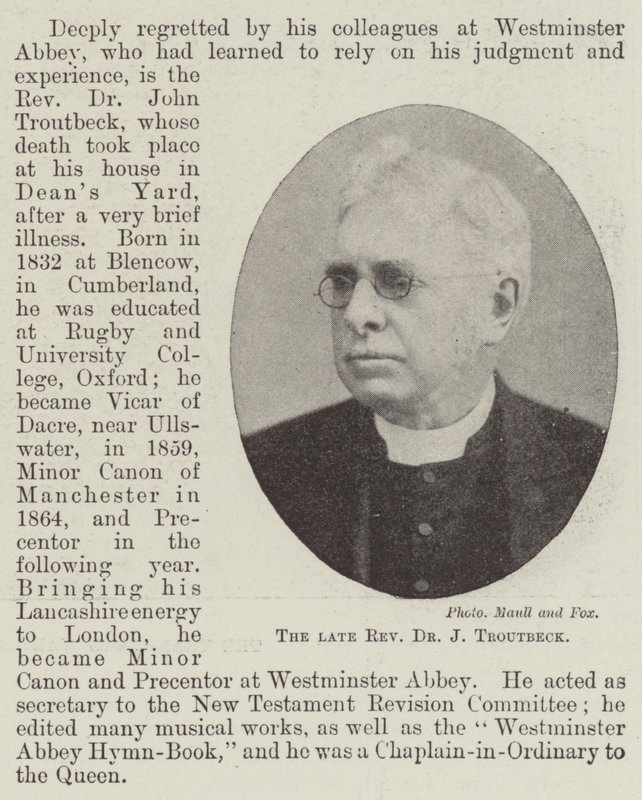 Avdøde pastor Dr J Troutbeck av English Photographer