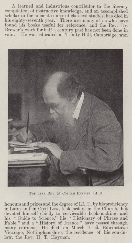 Avdøde pastor E Cobham Brewer, LLD av English Photographer