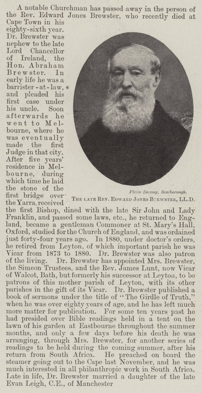 Avdøde pastor Edward Jones Brewster, LLD av English Photographer