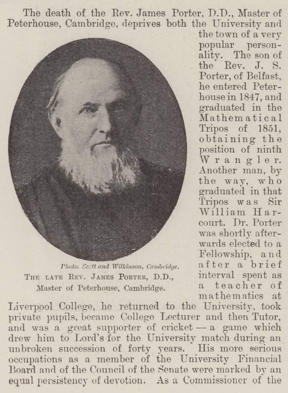 Avdøde pastor James Porter, DD, Master of Peterhouse, Cambridge av English Photographer