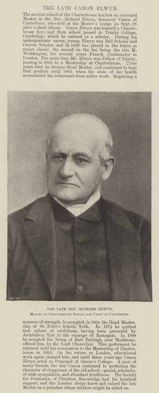 Avdøde pastor Richard Elwyn, Master of Charterhouse School og Canon of Canterbury av English Photographer