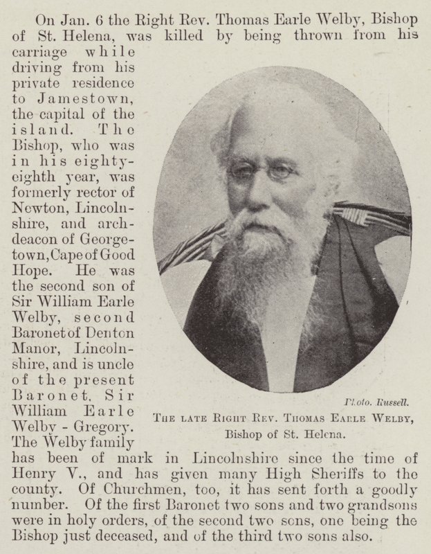 Den avdøde høyre pastor Thomas Earle Welby, biskop av St. Helena av English Photographer